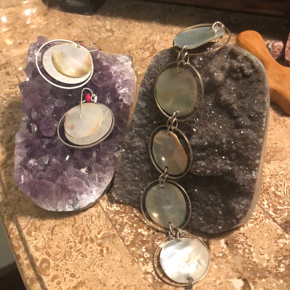 Shell bracelet and earrings from 1970 estate piece